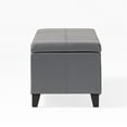thumbnail image 5 of GDF Studio Rupert Upholstered Storage Ottoman Bench, Gray Faux Leather and Dark Brown, 5 of 11