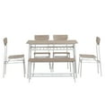thumbnail image 5 of Zimtown 6-Piece Modern Dining Set for Home, Kitchen, Dining Room Table Set with Storage Racks, Rectangular Table, Bench, 4 Chairs, Steel Frame, Light Oak Color, 5 of 8