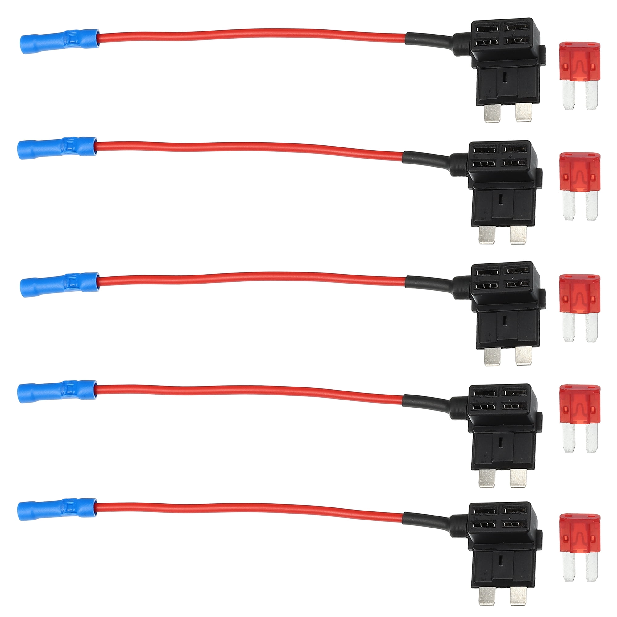 Unique Bargains 1Pack 12V Standard Fuse Adapter Tap Fuse Kit with 5pcs