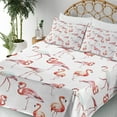 thumbnail image 5 of Ambesonne Flamingo Fitted & Top Sheet Set with Shams, Exotic Birds Pattern, Pale Pink Coral, 5 of 8