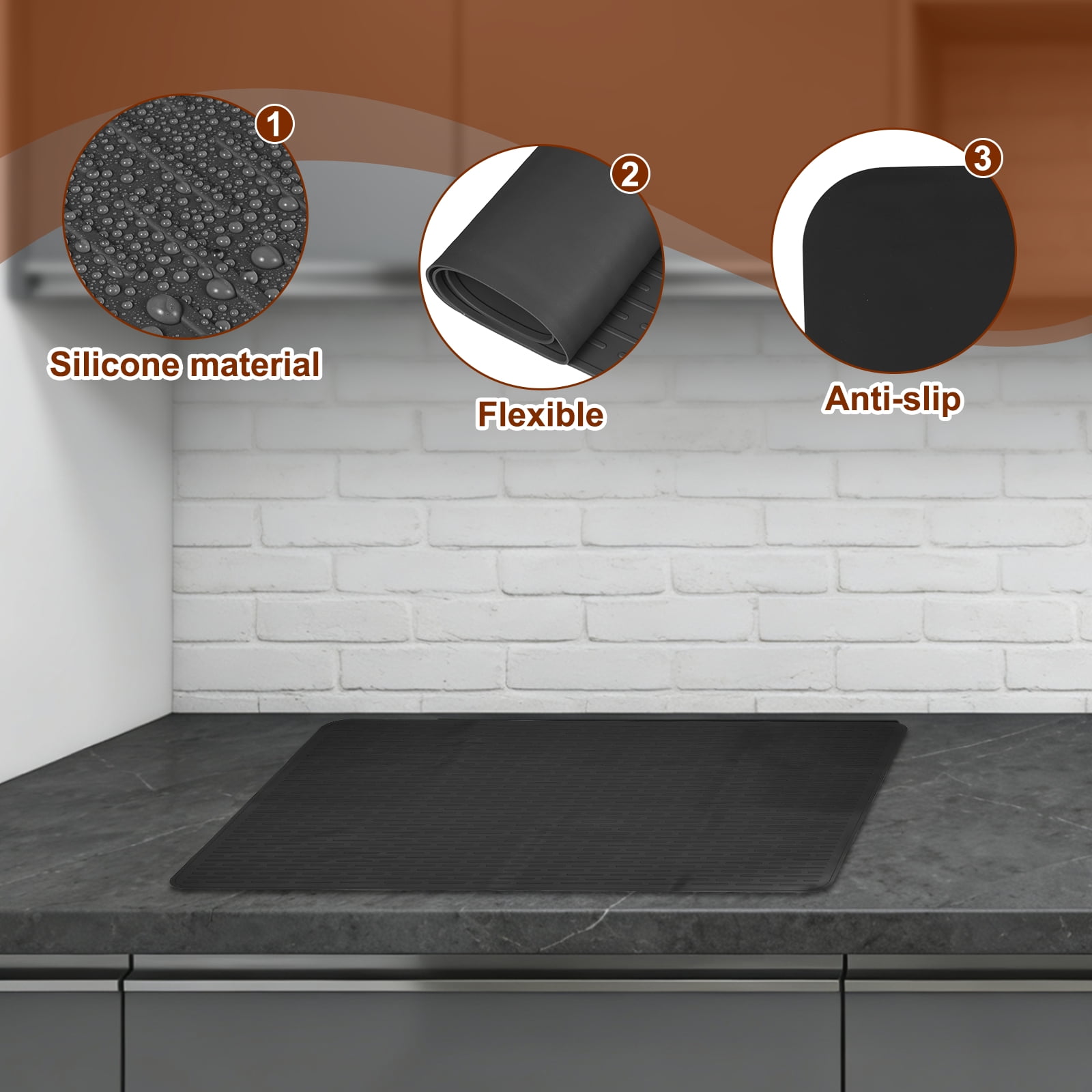 Uxcell 30 x 21 Inch Stove Top Cover for Electric Stove, 1Pcs Silicone Stripe Mat for Glass Top Cover Non-Slip Glass Cooktop Protector for Kitchen Oven Dish Drying Mat, Black