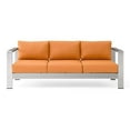thumbnail image 3 of Afuera Living Modern Aluminum/Fabric Patio Sofa in Silver/Orange, 3 of 10