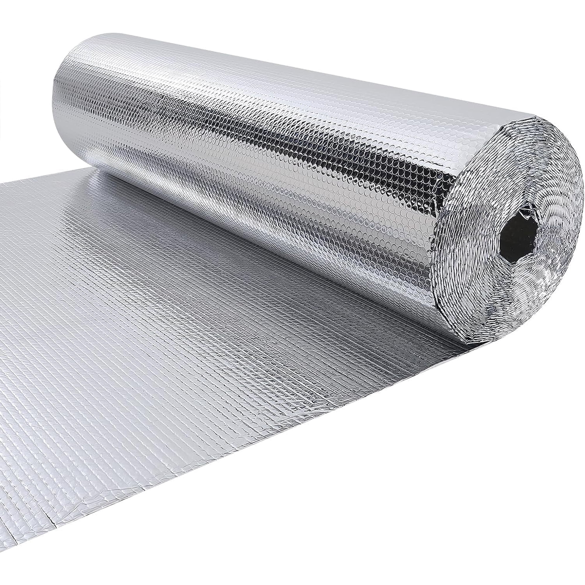 Double Reflective Insulation Roll, 23.7" X10' Dinosam Double-Sided Aluminum Bubble Insulation Roll, Rv Window and Window Insulation for Winter and Summer, Garage Door, Roof, Car