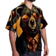 thumbnail image 2 of Vintage Bear Men's Short Sleeve Poplin Button Down Hawaiian Printed Summer Beach Shirt, Unisex, 2 of 6