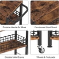 thumbnail image 4 of Slim Storage Cart Narrow Laundry Cart on Wheels Utility Kitchen Rolling Rack with Wood Tabletop Mobile Shelving Unit Bathroom Storage Organizer Slide Out Rolling Tower for Narrow S, 4 of 7