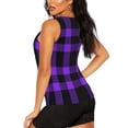 thumbnail image 3 of Daiia Purple Buffalo Plaid Printed Womens Workout Tops for Women Quick-dry Tank Tops Mesh Yoga Shirts Athletic Running Tank Tops Sleeveless Gym Clothes-Medium, 3 of 7