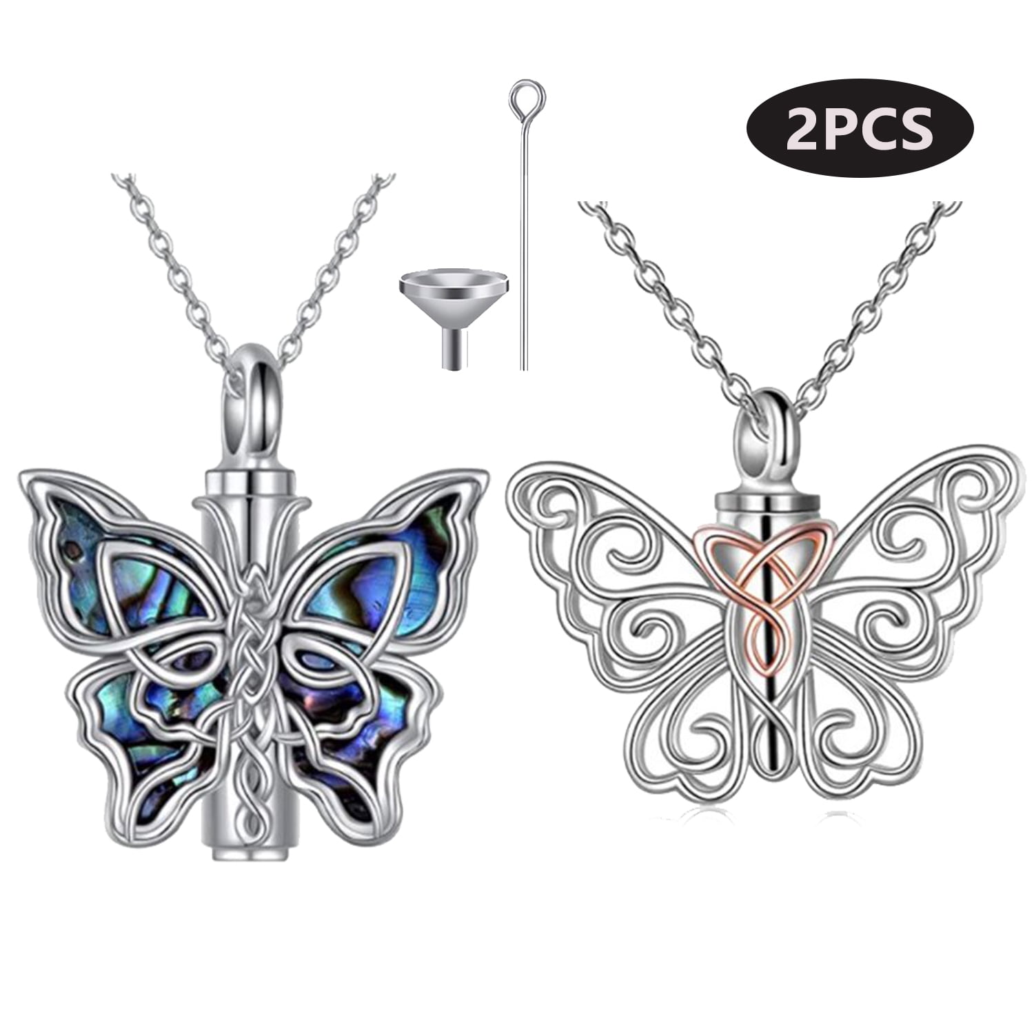 2Pcs Butterfly Urn Necklace for Beloved Cremation Butterfly Jewelry for