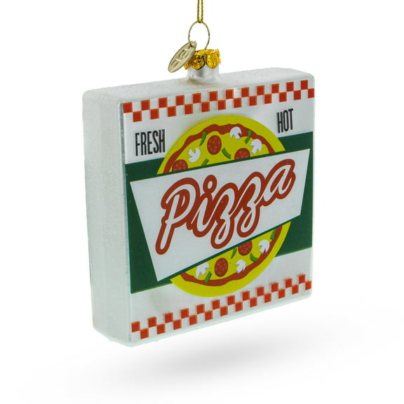 Pizza Box Glass Christmas Ornament