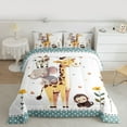 thumbnail image 2 of Castle Fairy Child Kids Elephants Giraffe Zebra Monkey 3 Pieces Queen Comforter Set,Kawaii Jungle Animal Ultra Soft Bedding Sets,Kawaii Floral Wildlife Bedding Comforter Set Breathable, 2 of 8