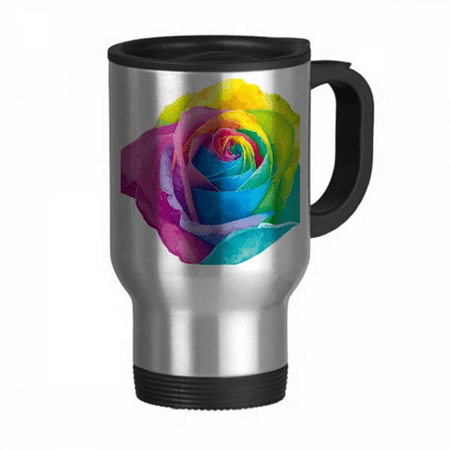 

Rainbow Flower LGBT Travel Mug Flip Lid Stainless Steel Cup Car Tumbler Thermos