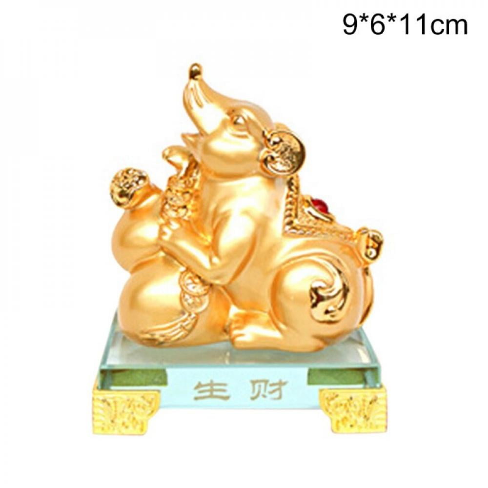 Resin Mouse Fortune Luck Statue Decor Zodiac 2020 Year Rat Craft Gift 