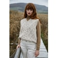 thumbnail image 2 of SAOL 100% Merino Wool V Neck Cable Knit Vest Women's Oversized Sleeveless Aran Irish Sweater Top Made in Ireland, 2 of 9