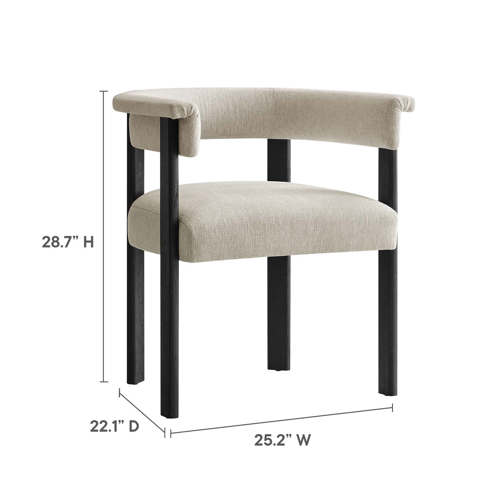 Woven Heathered Fabric Upholstered Barrel Dining Chairs - Set of 2