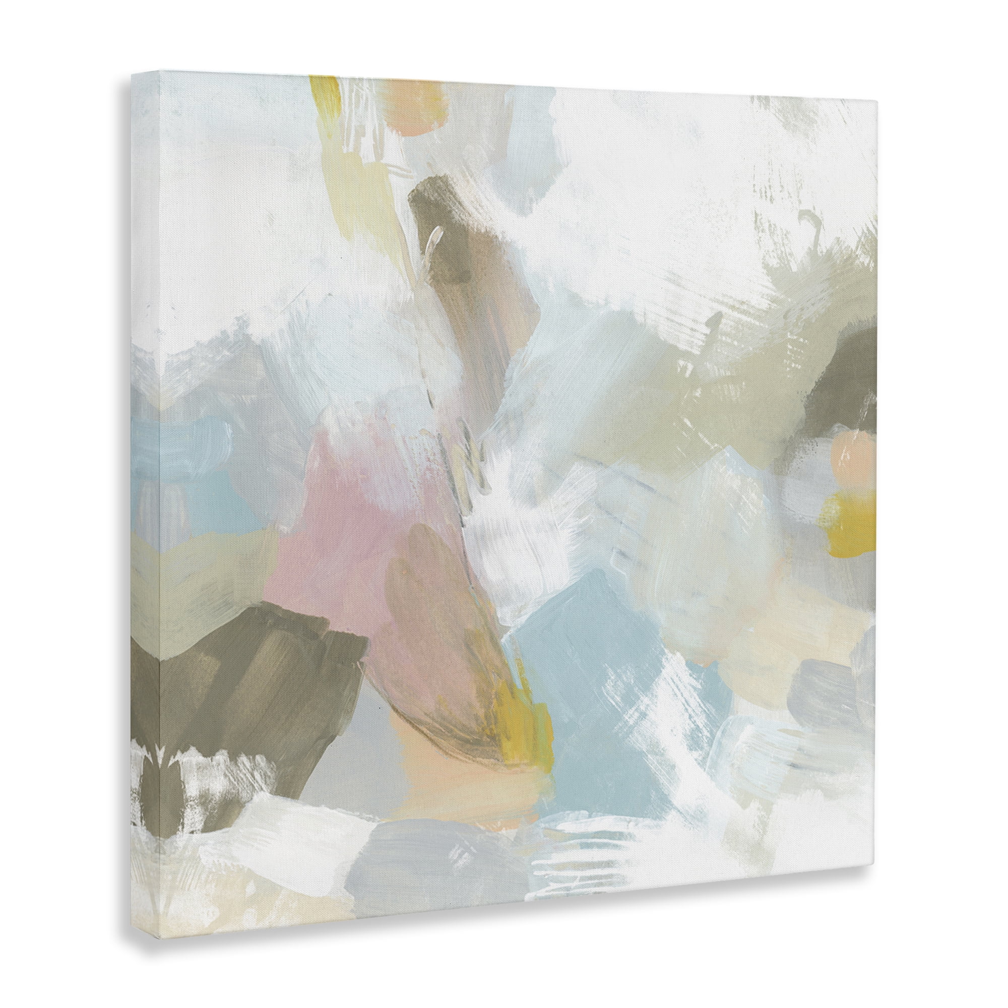 Stupell Industries Pastel Streaks on White Abstract Painting Wrapped Canvas Art Print Wall Art, 17 x 17