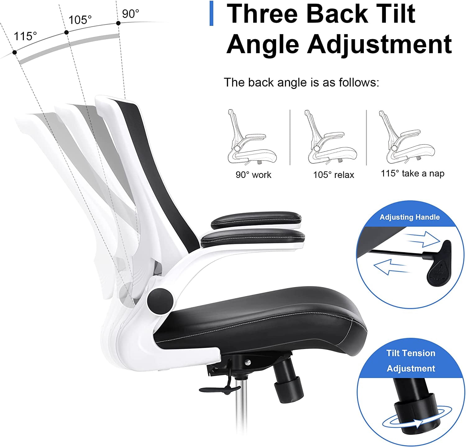 Misolant Office Chair, Drafting Chair for Standing Desk, High Office Chair with Adjustable Lumbar Support, Flip-up Arm and Footrest Ring, Drafting Chair for Bar Height Desk