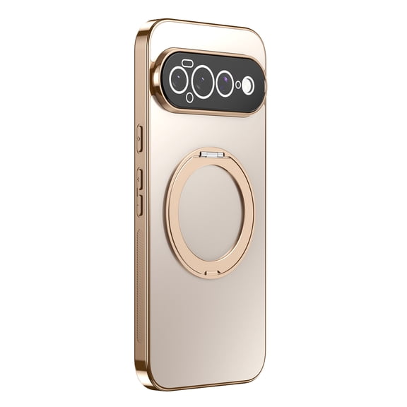 ELEHOLD Magnetic Frosted Case for Google Pixel 11 Pro, Slim Shockproof Protective Cover with Swivel Ring Stand, Desertgold