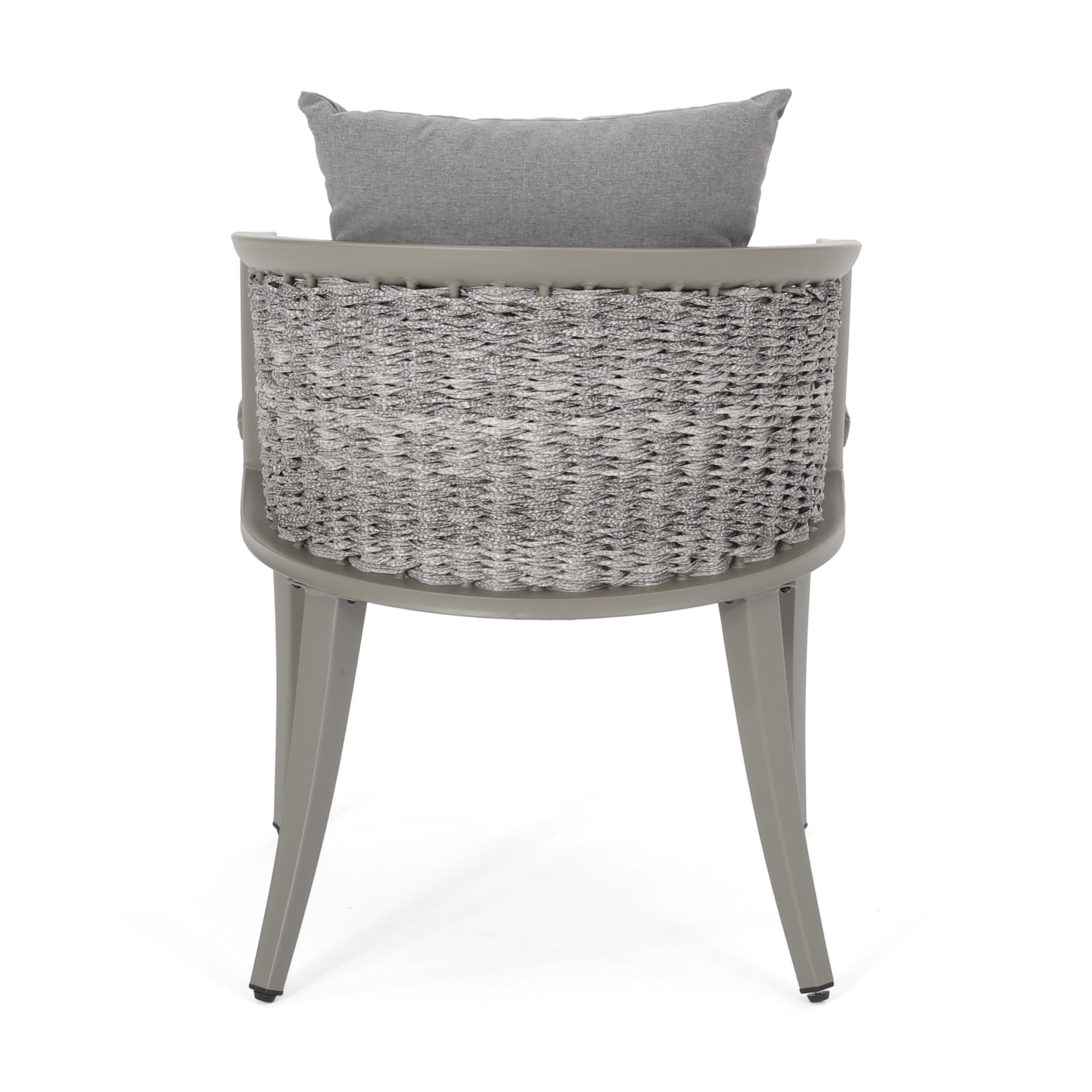 Caris Outdoor Boho Wicker Club Chair with Cushions, Set of 2, Multi Light Gray, Gray