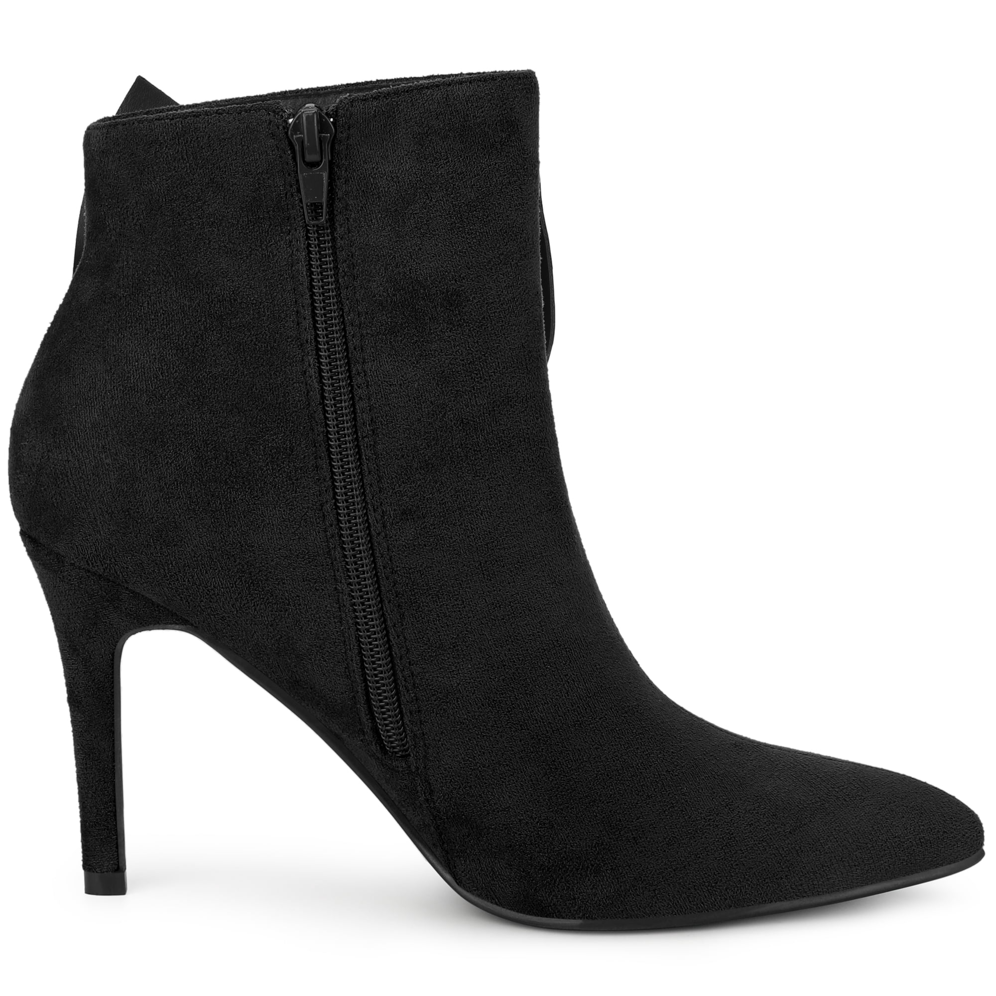 DARING DIVA Women's Pointy Toe Bow Stiletto Heel Ankle Boots Black US 9
