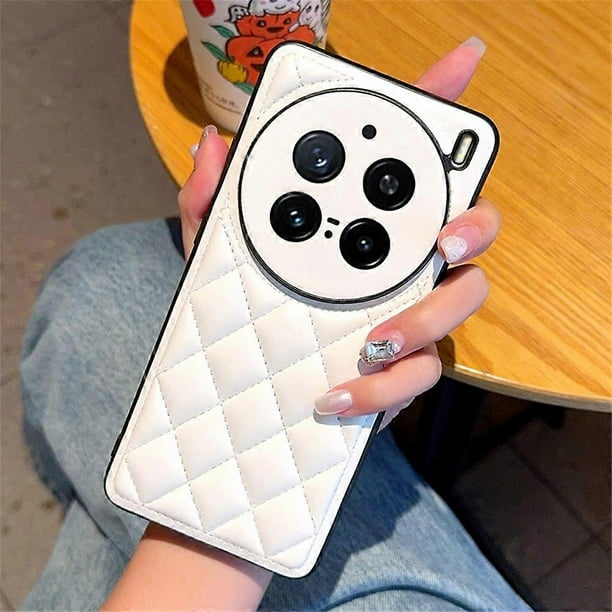 For vivo X200 Pro 5G Case Rhombus Stitching PU Leather + TPU Shockproof Phone Cover - Black