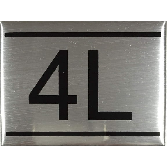 APARTMENT NUMBER SIGN -4L -BRUSHED ALUMINUM (2.25X3, Aluminium))