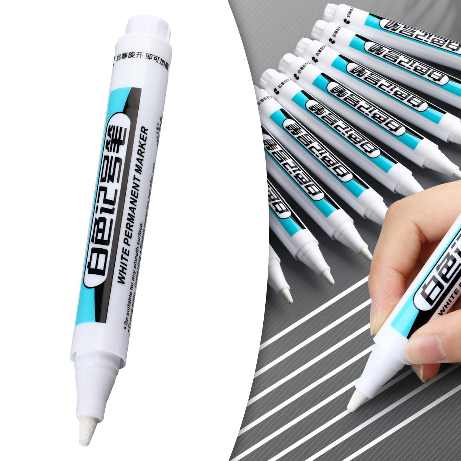 Permanent White Markers Paint Pen Wall Bathroom Fabric Rock Painting Foam Drawing Water Resistant Metal Hardware Furniture Glass Marker Pen 2.5mm