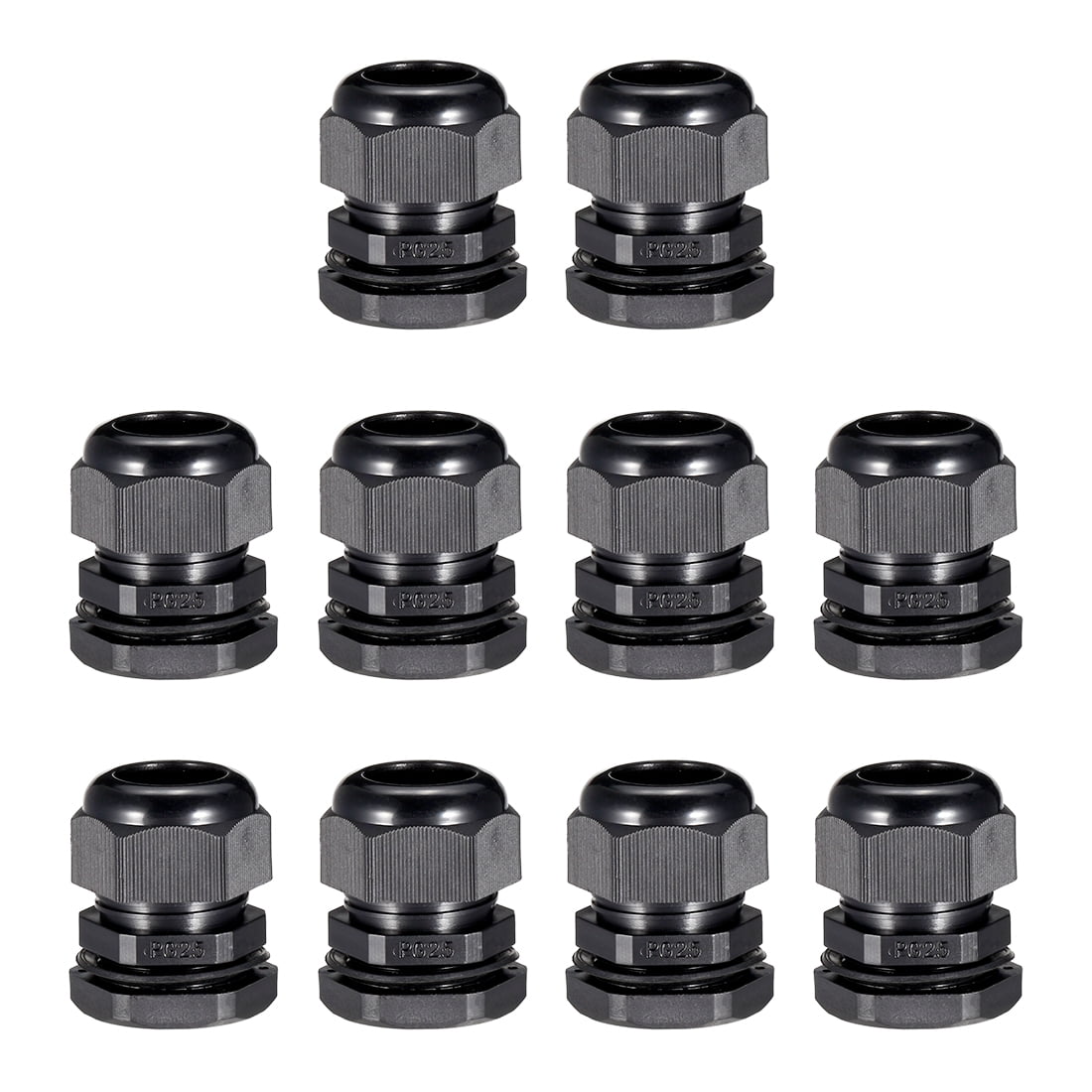 10Pcs PG25 Cable Gland Waterproof Joint Adjustable Black for 16mm-21mm ...