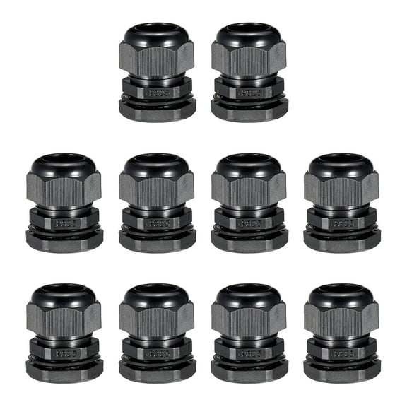 10Pcs PG25 Cable Gland Waterproof Joint Adjustable Black for 16mm-21mm Dia Wire