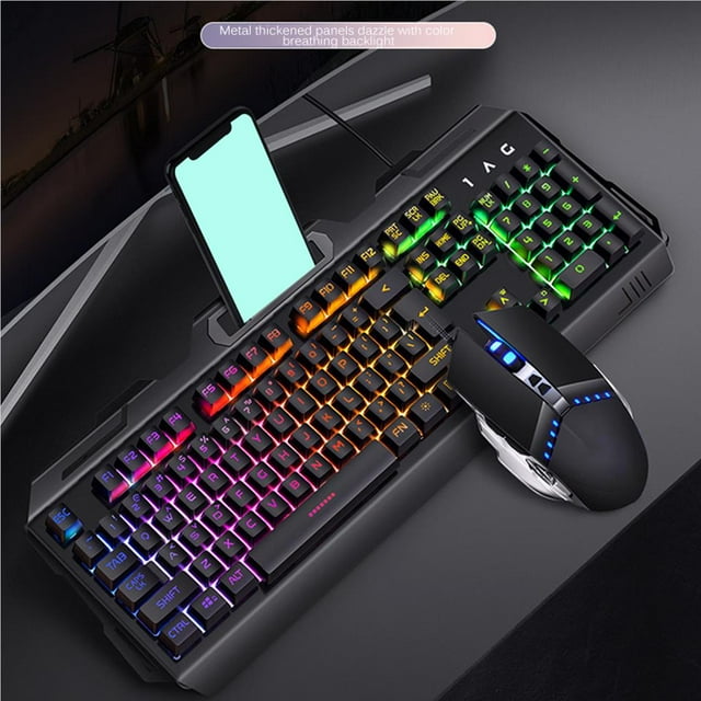 Baohd Ensemble Clavier de Jeu Souris Écouteurs avec Touches Mécaniques Réelles No.6