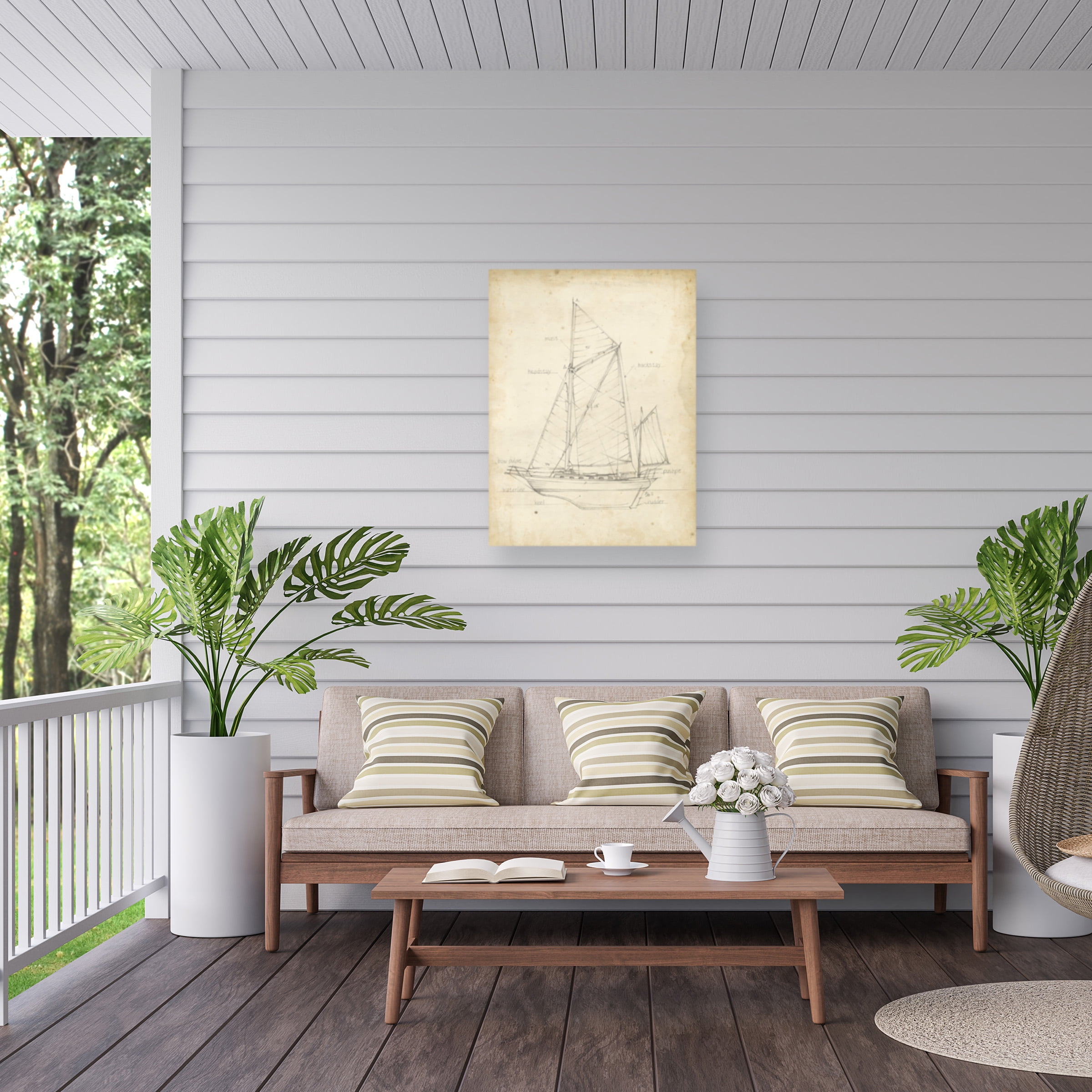 Ethan Harper 'Sailboat Blueprint V' Outdoor Canvas 32x24