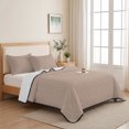 thumbnail image 5 of Queen Quilt Set 90''x96'', Warm Beige Lightweight Summer Bedspread Coverlet Set with 2 Pillow Shams, Solid Color Farmhouse Beige Breathable All Season Quilt Bedding for Bedroom/Guest Room, 5 of 9
