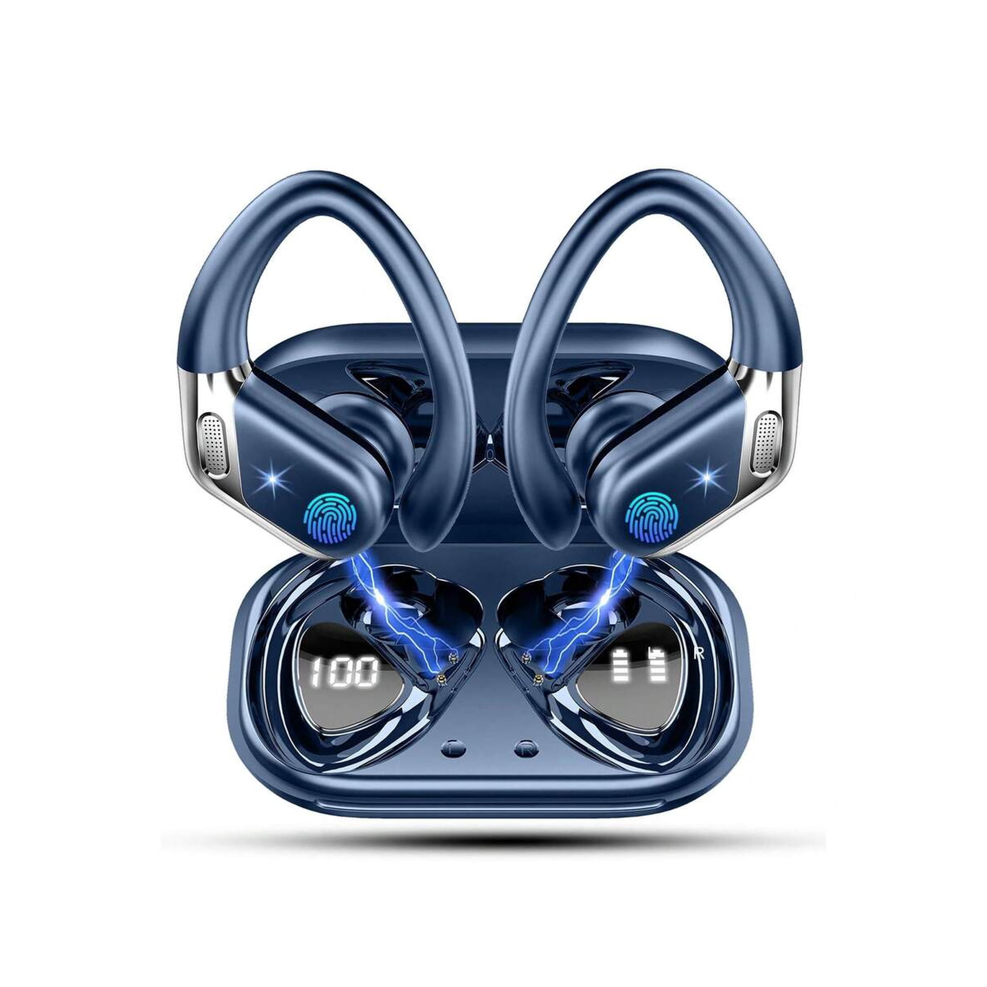 Csasan Wireless 5.3 Earphones with Bass Stereo, Noise-Canceling Mic, LED Display, 48H Playback for Sports, Phone, Tablet, Laptop