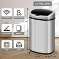 thumbnail image 6 of NiamVelo Kitchen Trash Can with Lid, 13 Gallon Automatic Stainless Steel Garbage Can with Touch-Free & Motion Sensor, Anti-Fingerprint Mute Designed Waste Bin for Office Home, Silver, 6 of 9