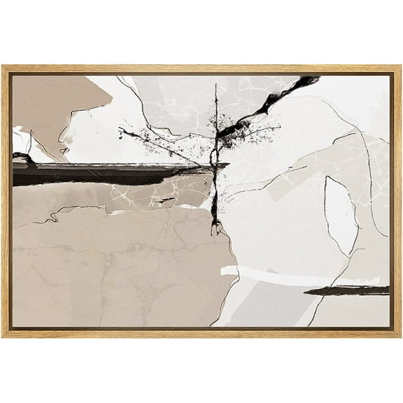 wall26 Framed Canvas Print Wall Art Mid-Century Tan Pastel Paint Strokes Abstract Shapes Illustrations Modern Art Decorative Bohemian Multicolor for Living Room, Bedroom, Office - 16"x24" N