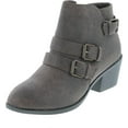thumbnail image 1 of Forever Link Eury-4 Bottines à Talon Bas à Bout Rond avec Boucles et Fermeture Éclair pour Femmes, Marron, 6.5, 1 of 4