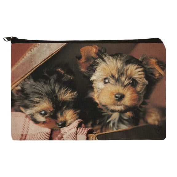 Yorkie Yorkshire Terrier Dogs Puppies in Briefcase Suitcase Pencil Pen Organizer Zipper Pouch Case