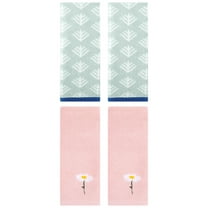 Unique Bargains 4 Pcs Soft Cotton Hand Towels Pink/Green 13" x 30"/14" x 30"