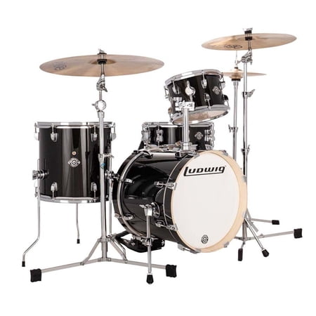 Ludwig Breakbeats Kit 4pc Acoustic Drum Set Junior Size Black Sparkle