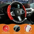 thumbnail image 4 of Diamond Steering Wheel Cover ，with Bling Crystal Rhinestone,Delicate and Anti-Slip Sparkly Sedan Steering Wheel Cover ，Adaptable to 14.5-15 inches Car Wheel Protector for Women Girl ，Black & Red, 4 of 14