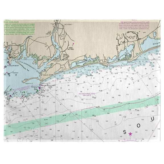 Betsy Drake PM13205WH 14 x 18 in. Block Island Sound, RI Nautical Map Place Mat - Set of 4