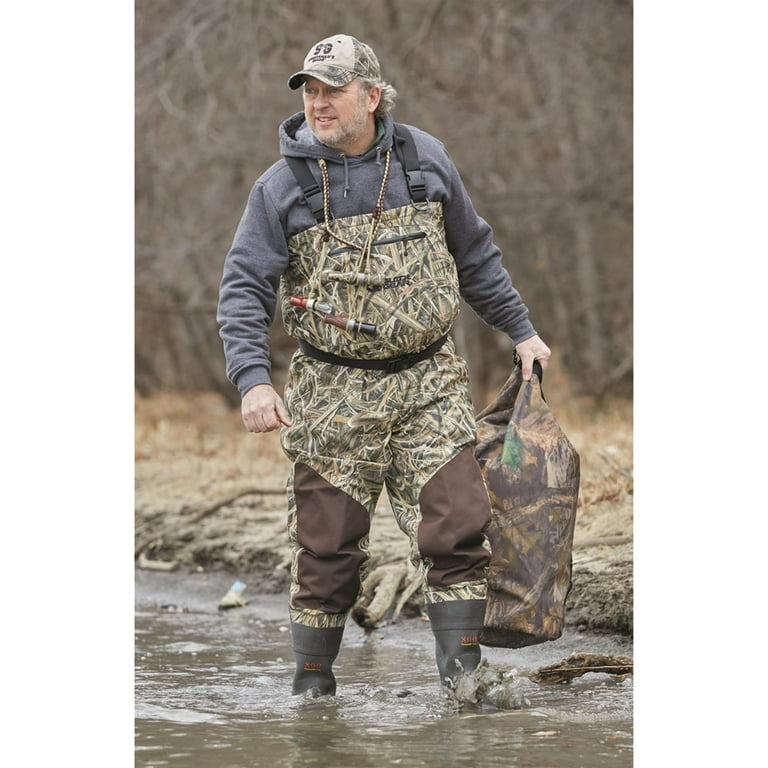 Guide Gear Mens Breathable Hunting Chest Waders with Boots, Camo with 800-Gram Insulation, Stout Sizes, Men's, Green