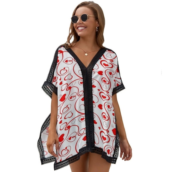 Valentine's Day Heart Women's Swimsuit Coverup Summer Beach Cover Up Bathing Suit Dress