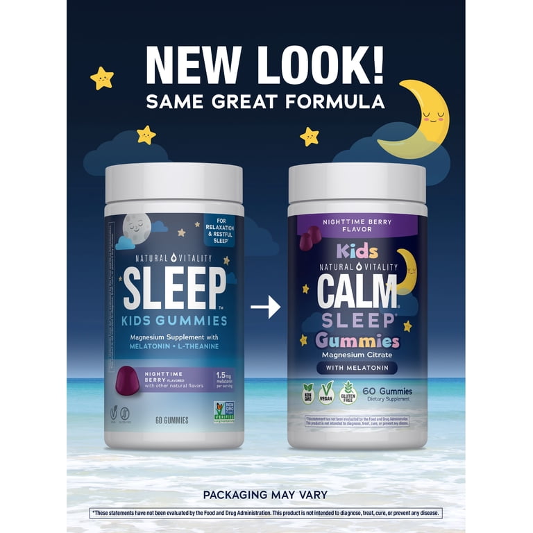Natural Vitality Calm Kids Sleep Gummies, Magnesium Supplement