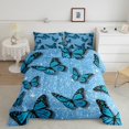 thumbnail image 2 of Feelyou Fashion Blue Butterfly Queen Comforter Set, Glitter Sequin Print Bedding Sets, Teens Kids Girls Women Bedding Comforter Set, Super Cozy Room Decor, 3-Piece, 2 of 8