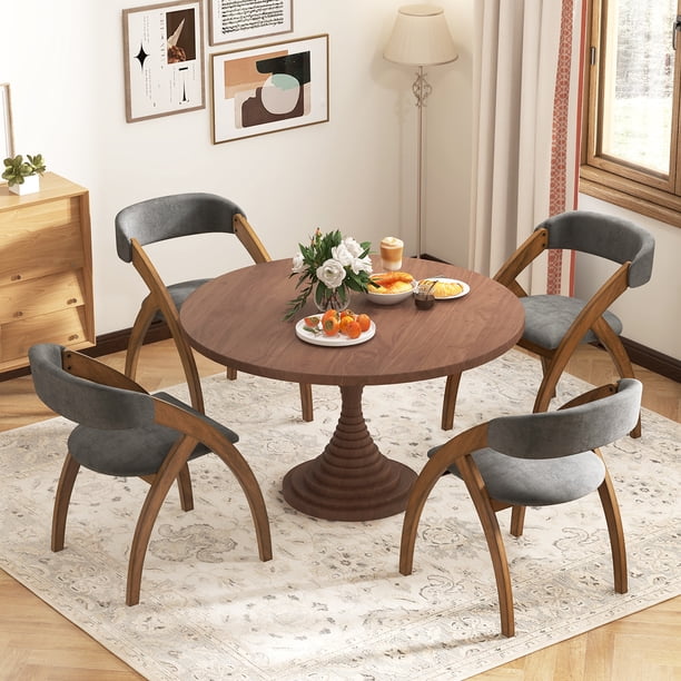 Gymax Dining Chair Set of 2 w/ Padded Cushion Curved Back Arched