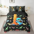 thumbnail image 2 of Erosebridal Cartoon Dinosaur Bedding Sets Twin Size, Monogrammed I Comforter Sets with Sheets, Initial Letter A to Z Reversible Bed Set, Super Cozy Room Decoration, 7pcs, 2 of 6