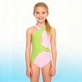 thumbnail image 2 of YunPes Girls One Piece Swimsuits Fashion Color Block Bathing Suit Front Criss Cross Swimwear Monokini Teen Pool Beach Outfit, 2 of 6