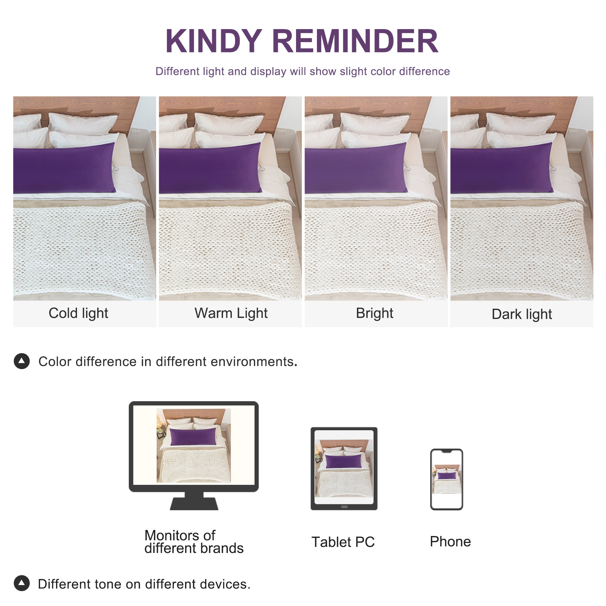 Unique Bargains Cotton Zipper Closure Breathable Body Pillowcase Grape 20"x54"