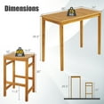 thumbnail image 3 of Costway 5 PCS Acacia Wood Bar Table Set 45" Rectangular Dining Table & 4 Saddle Stools, 3 of 10