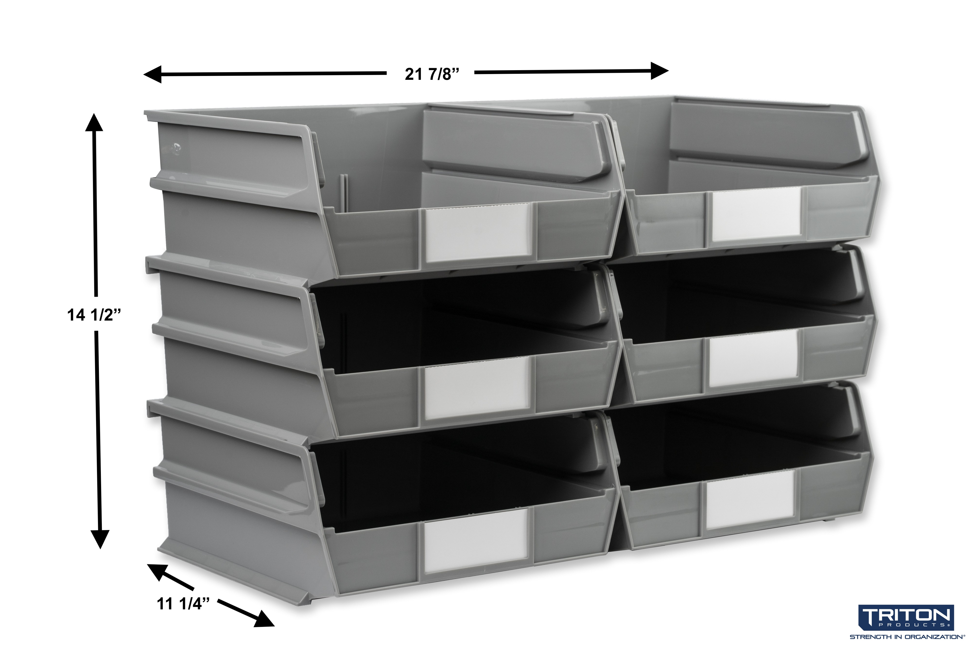 LocBin 10-7/8 In. L x 11 In. W x 5 In. H Gray Stacking, Hanging, Interlocking Polypropylene Bins, 6 CT