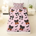 thumbnail image 3 of Homewish Spooky Pumpkin Ghost Twin Sheets for Women, Cute Coquette Halloween Bow Bedding, 3 Pieces, 1 Flat Sheet, 1 Fitted Sheet and 1 Pillowcase, 3 of 5